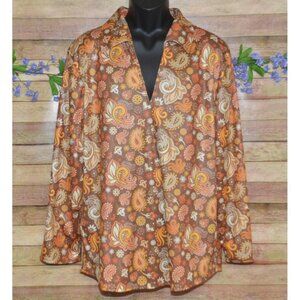 Spirit Halloween Mens L Shirt Costume Party Collared Retro 70s Hippie Paisley